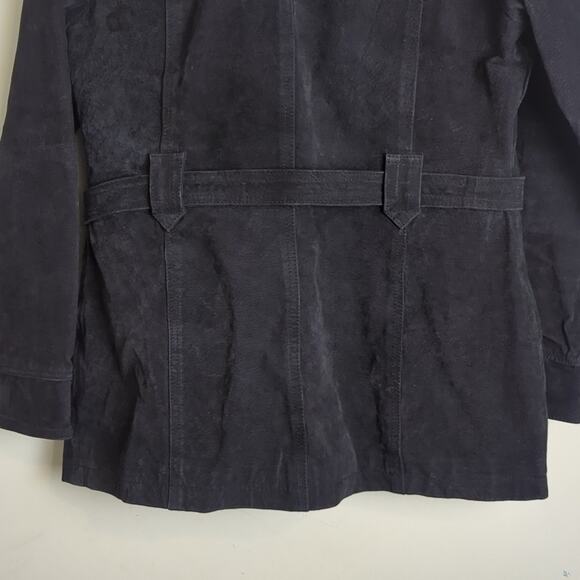 100% Genuine Leather Trench Style Lined Black Jacket Women's Size Large - Picture 11 of 13